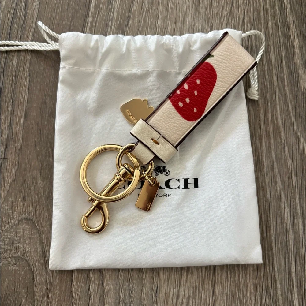Coach Trigger Snap Bag Charm With Strawberry Print - Picture 3 of 4